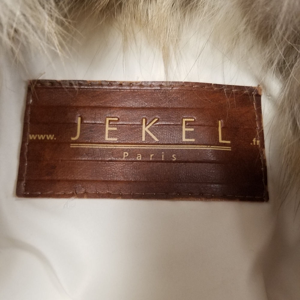 $2395 MADE IN ITALY Real Fox Fur Trimmed Ivory Coat - Picture 7 of 12